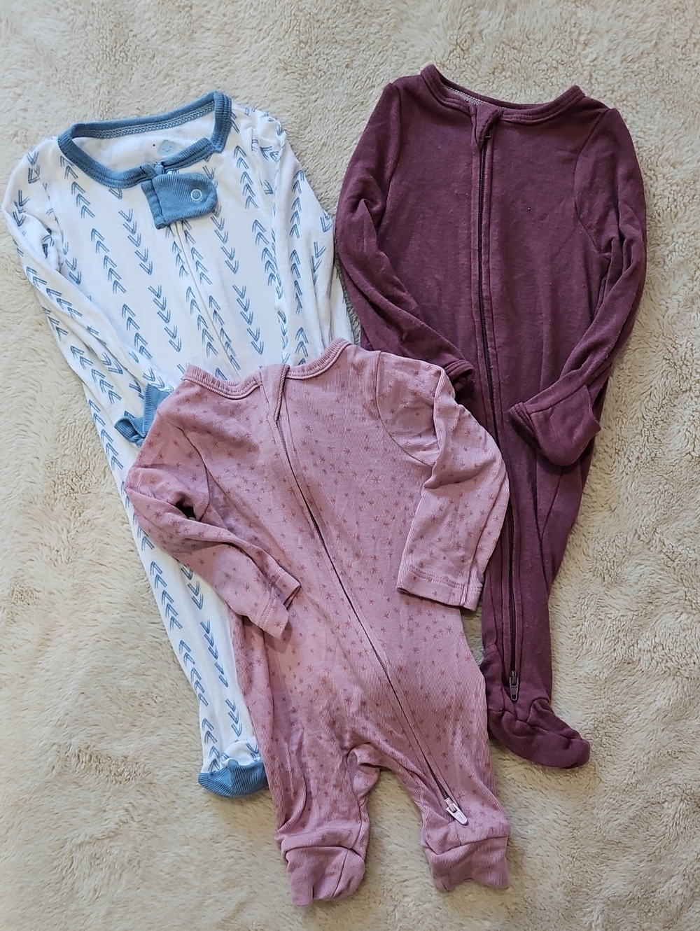 Cloud Island Pink Zip-Front One-Piece Onesie Bundle/Pack